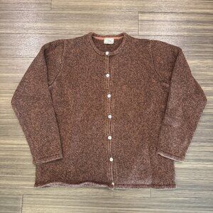 Vintage LL Bean Women's Chunky Knit Cardigan Size Medium Brown Cottage Fisherman